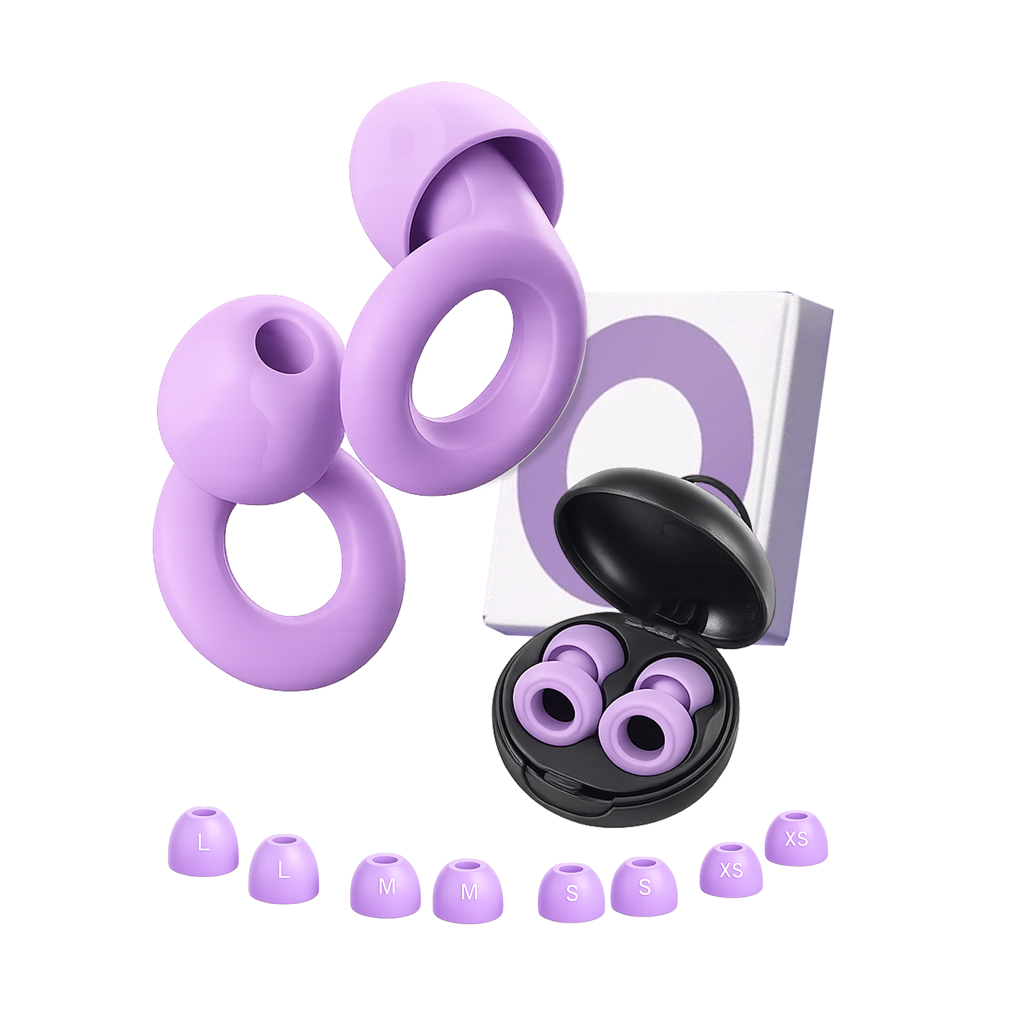 BOUN Sleep Lila — tapones para dormir 24 dB, kit completo color lila